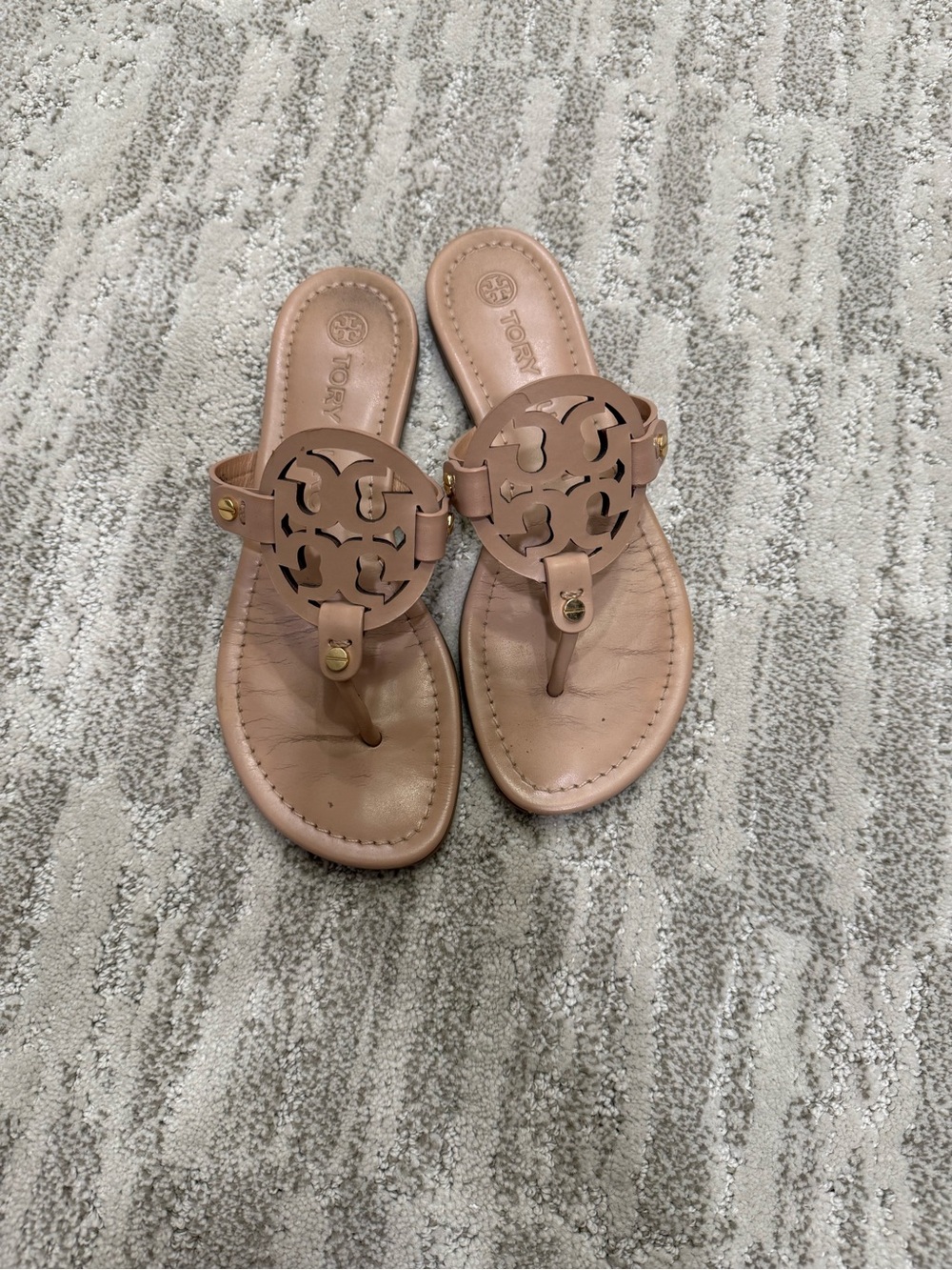 Tory Burch Tan Leather Logo Sandals